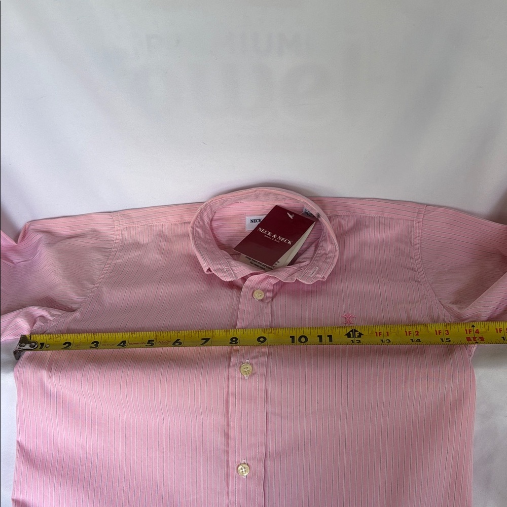 NWT EUROPEAN BRAND NECK & NECK JUNIOR & BABY PINK BOTTOM DOWN SHIRT BOYS’6A - Picture 8 of 13